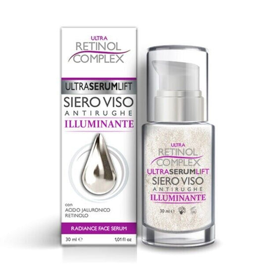 Retinol Complex Siero Viso Antiruge Illuminante con Acido Jaluronico e Retinolo.