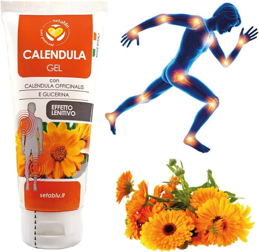 INGROSSO E DETTAGLIO CALENDULA CREMA GEL 100ML SETA BLU SCOTTATURE ARROSSAMENTI MADE IN ITALY